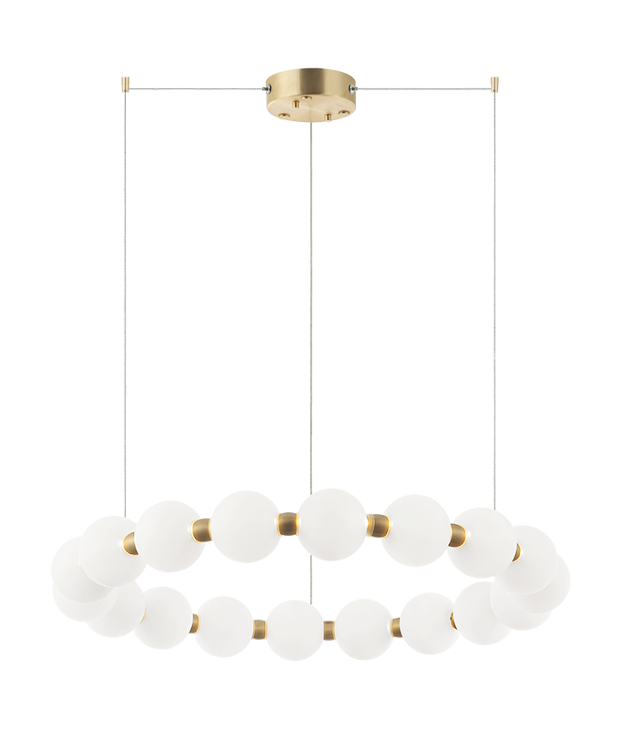 LED Oxidized Gold Frame with Frosted Glass Diffuser Ring Chandelier