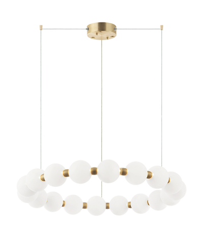 LED Oxidized Gold Frame with Frosted Glass Diffuser Ring Chandelier