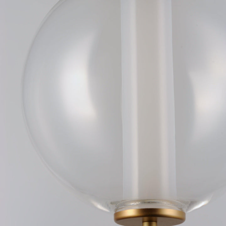 LED Gold with Clear Glass Globe Diffused with White Acrylic Cylinder Pendant - LV LIGHTING