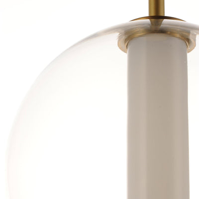 LED Gold with Clear Glass Globe Diffused with White Acrylic Cylinder Pendant - LV LIGHTING
