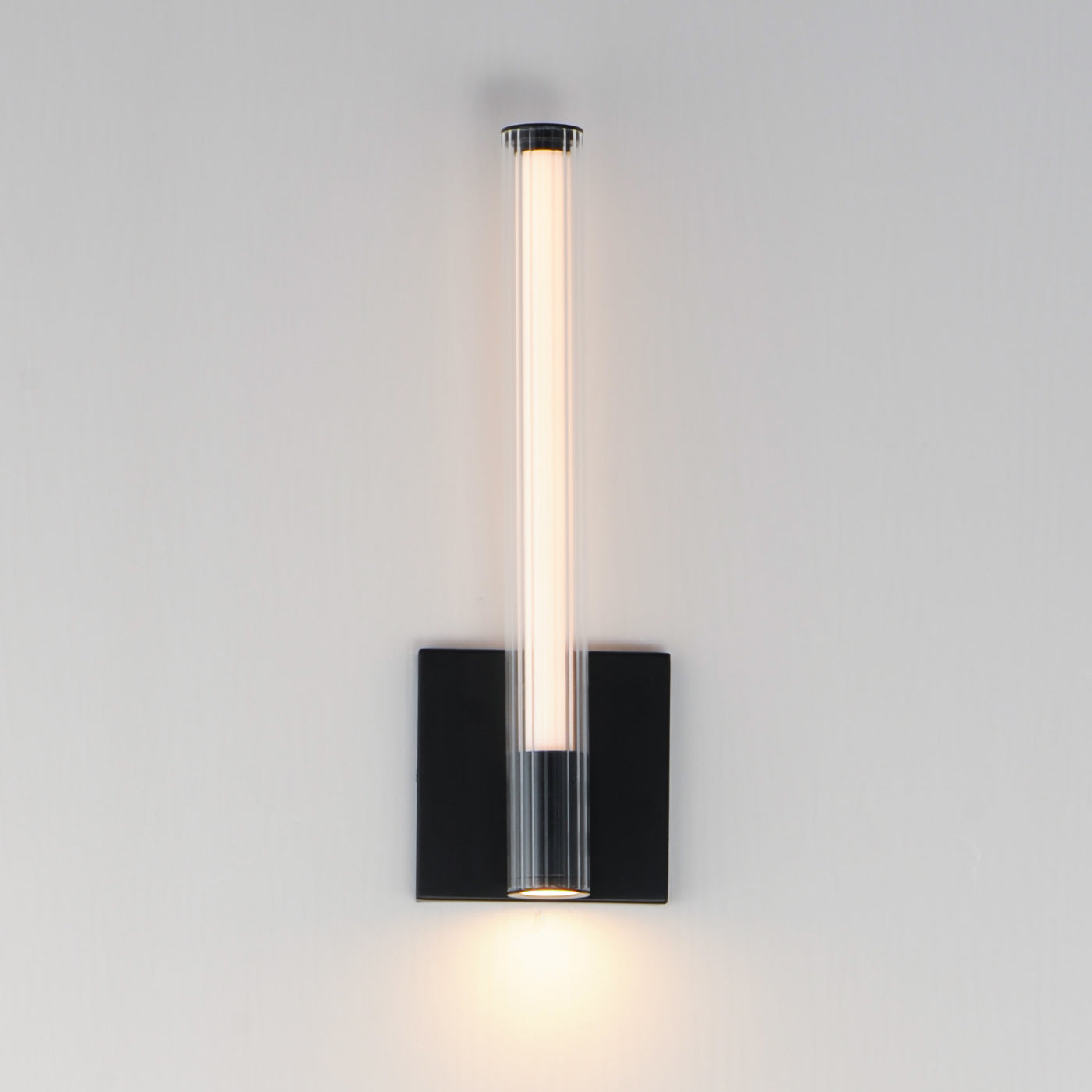LED Steel Frame with Clear Cylindrical Ribbed Glass Wall Sconce