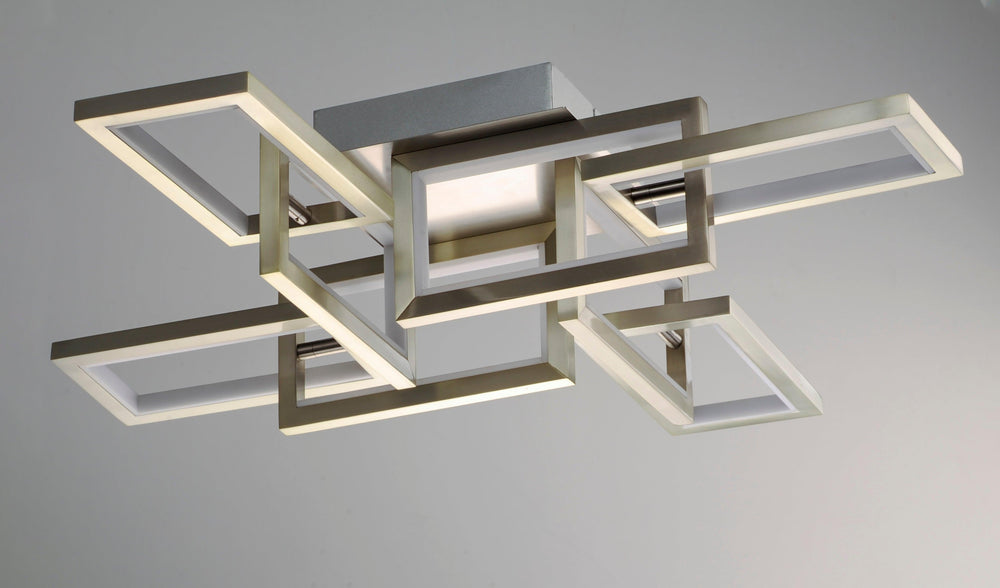 LED Satin Nickel Rectangle Multiple Light Flush Mount - LV LIGHTING