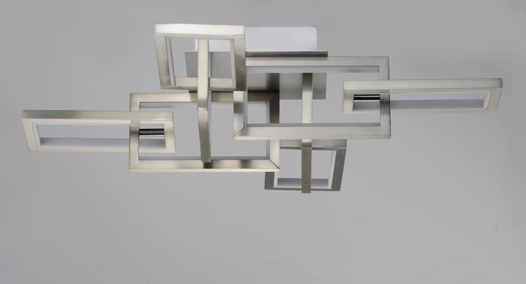 LED Satin Nickel Rectangle Multiple Light Flush Mount - LV LIGHTING
