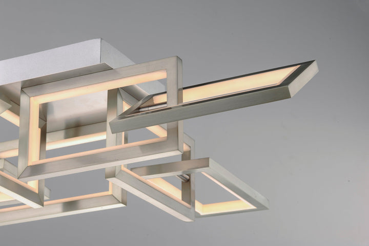 LED Satin Nickel Rectangle Multiple Light Flush Mount - LV LIGHTING