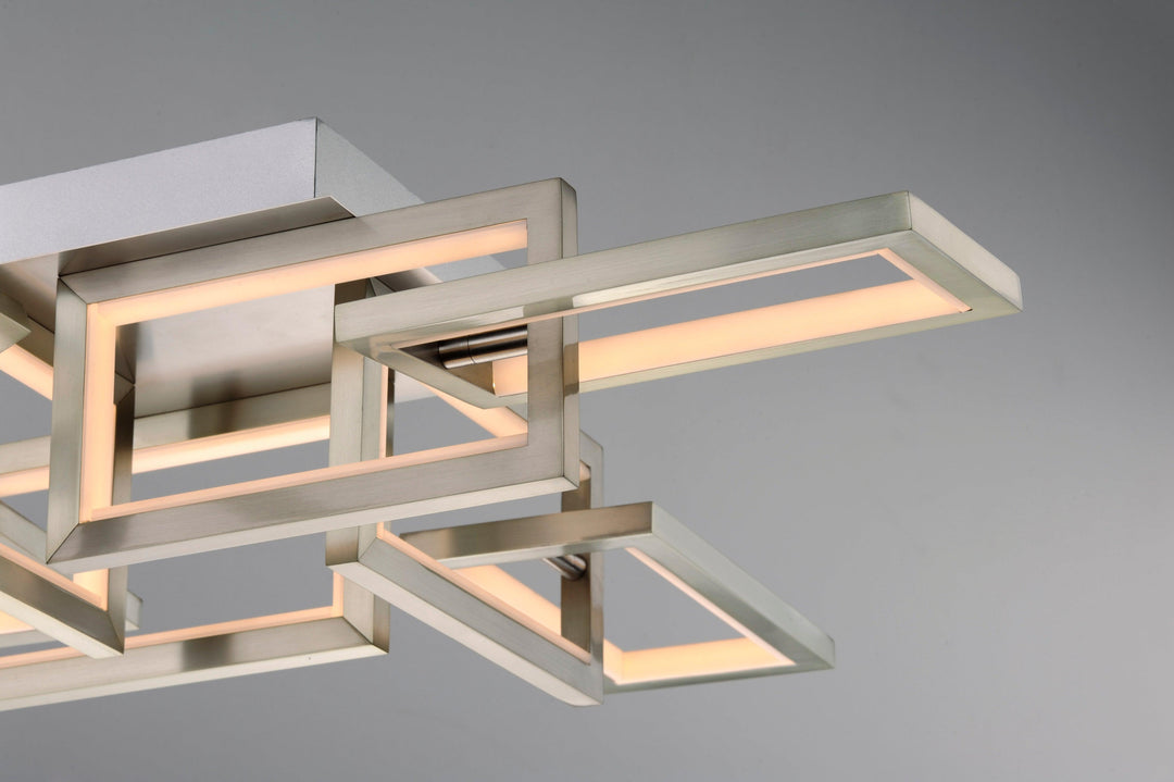 LED Satin Nickel Rectangle Multiple Light Flush Mount - LV LIGHTING