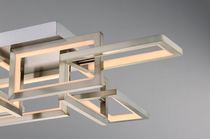 LED Satin Nickel Rectangle Multiple Light Flush Mount - LV LIGHTING