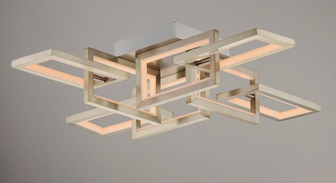 LED Satin Nickel Rectangle Multiple Light Flush Mount - LV LIGHTING