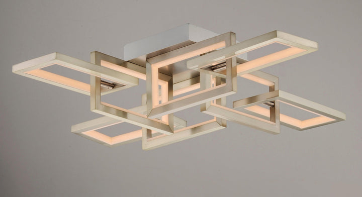 LED Satin Nickel Rectangle Multiple Light Flush Mount - LV LIGHTING