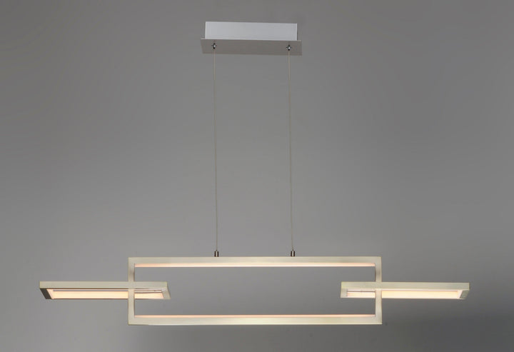 LED Satin Nickel Rectangle 3 Light Linear Pendant - LV LIGHTING
