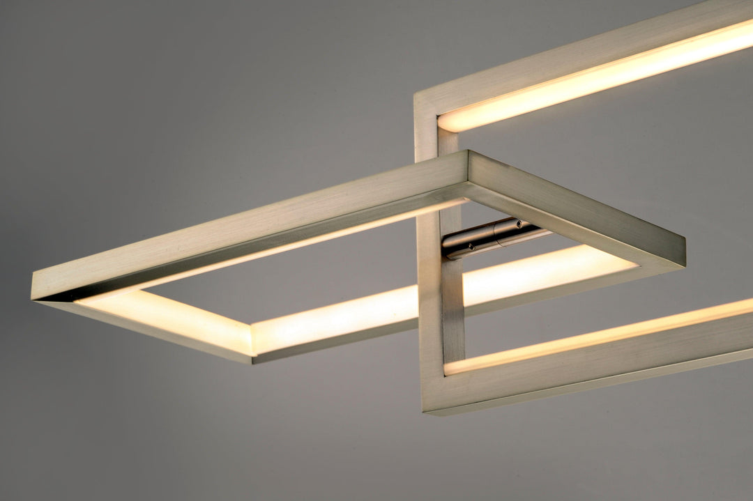 LED Satin Nickel Rectangle 3 Light Linear Pendant - LV LIGHTING