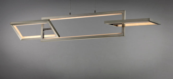 LED Satin Nickel Rectangle 3 Light Linear Pendant - LV LIGHTING