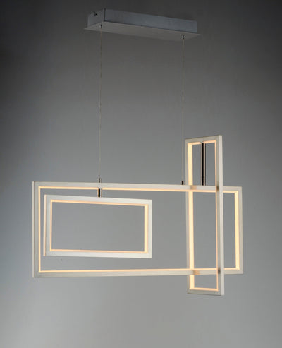 LED Satin Nickel Rectangle 3 Light Linear Pendant - LV LIGHTING