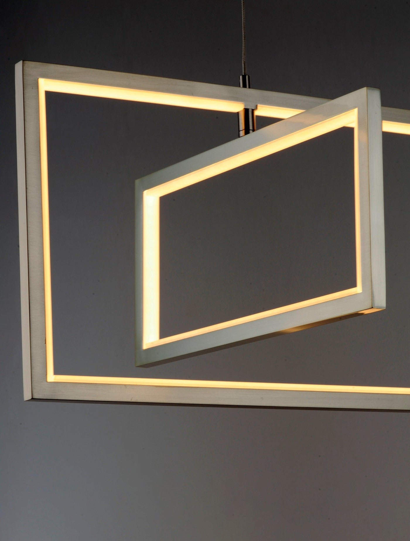 LED Satin Nickel Rectangle 3 Light Linear Pendant - LV LIGHTING