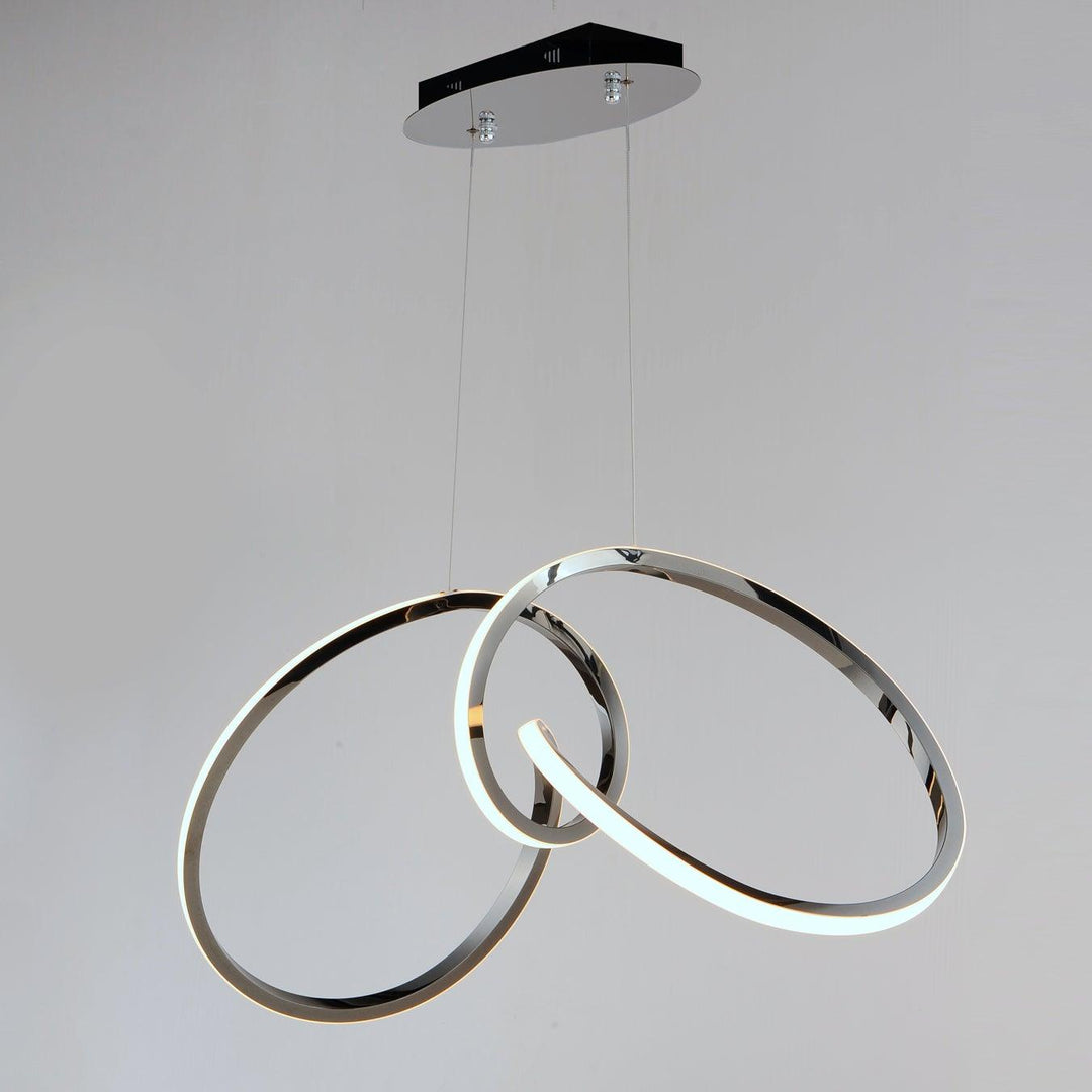 LED Black Chrome Curve and Swirl Pendant - LV LIGHTING