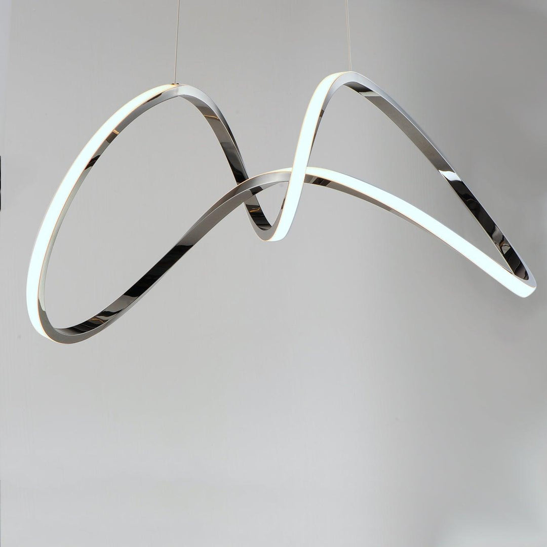 LED Black Chrome Curve and Swirl Pendant - LV LIGHTING