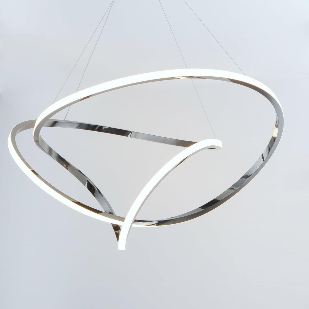 LED Black Chrome Curve and Curl Chandelier - LV LIGHTING