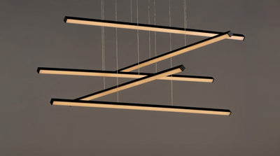 LED Black with Frosted Acrylic Diffuser Linear Pendant - LV LIGHTING
