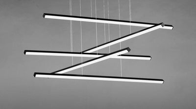 LED Black with Frosted Acrylic Diffuser Linear Pendant - LV LIGHTING