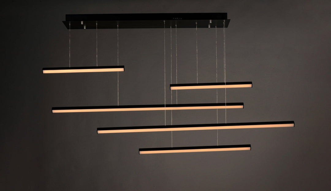LED Black with Acrylic Diffuser Linear Multiple Pendant - LV LIGHTING