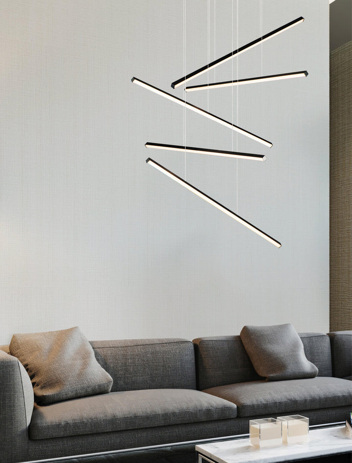LED Black with Acrylic Diffuser Linear Multiple Pendant - LV LIGHTING