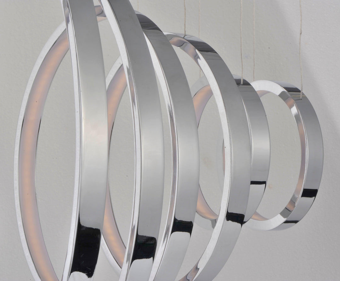 LED Polished Chrome with Acrylic Shade Multiple Ring Linear Pendant - LV LIGHTING