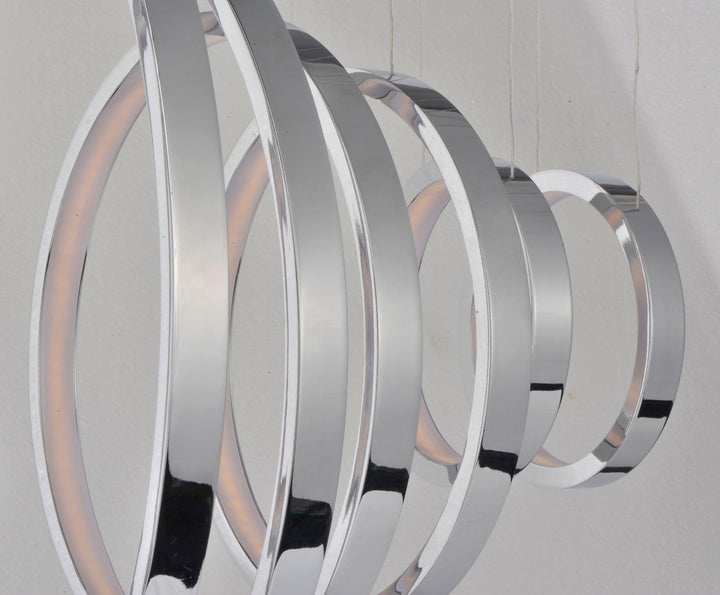 LED Polished Chrome with Acrylic Shade Multiple Ring Linear Pendant - LV LIGHTING