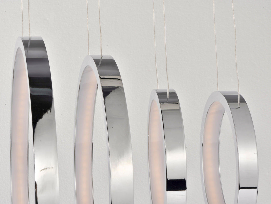 LED Polished Chrome with Acrylic Shade Multiple Ring Linear Pendant - LV LIGHTING