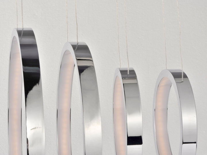 LED Polished Chrome with Acrylic Shade Multiple Ring Linear Pendant - LV LIGHTING
