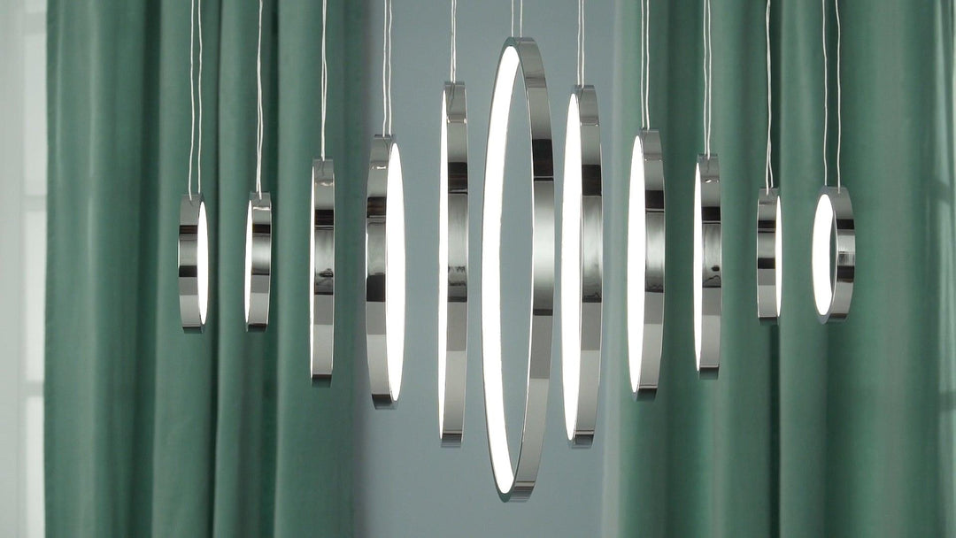 LED Polished Chrome with Acrylic Shade Multiple Ring Linear Pendant - LV LIGHTING