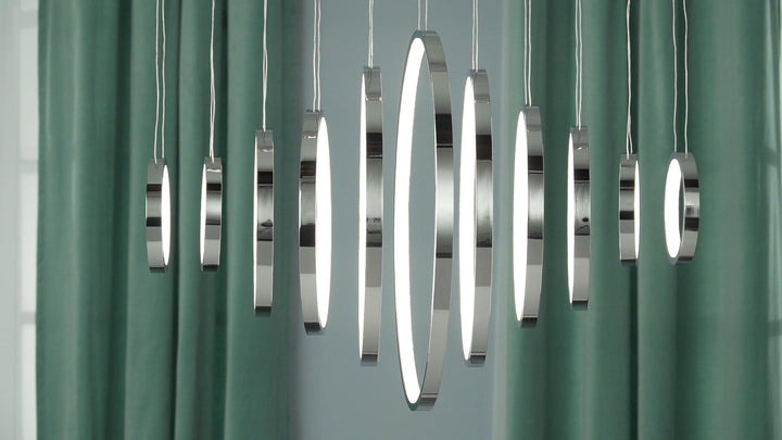 LED Polished Chrome with Acrylic Shade Multiple Ring Linear Pendant - LV LIGHTING