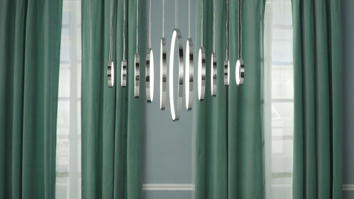 LED Polished Chrome with Acrylic Shade Multiple Ring Linear Pendant - LV LIGHTING