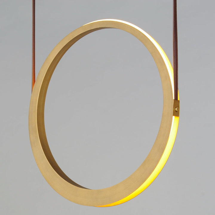 LED Antique Brass Single Rings Pendant - LV LIGHTING