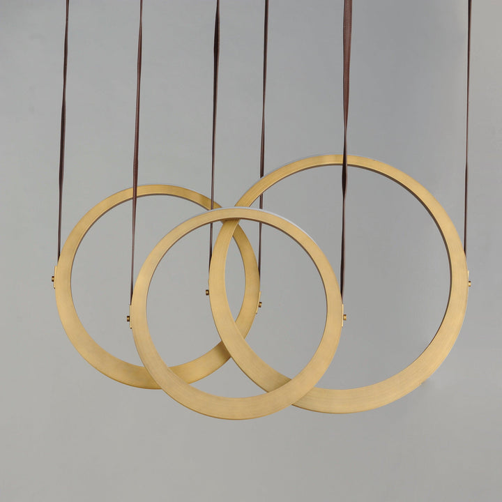LED Antique Brass 3 Rings Pendant - LV LIGHTING