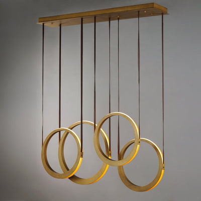 LED Antique Brass 4 Rings Pendant - LV LIGHTING