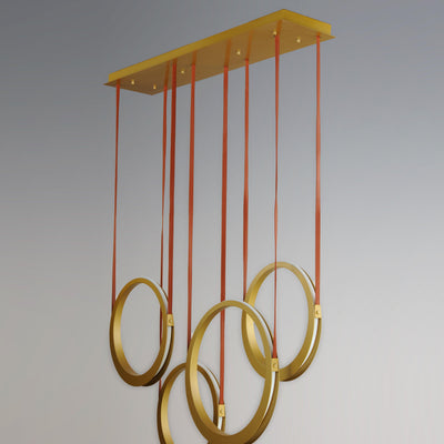 LED Antique Brass 5 Rings Pendant - LV LIGHTING