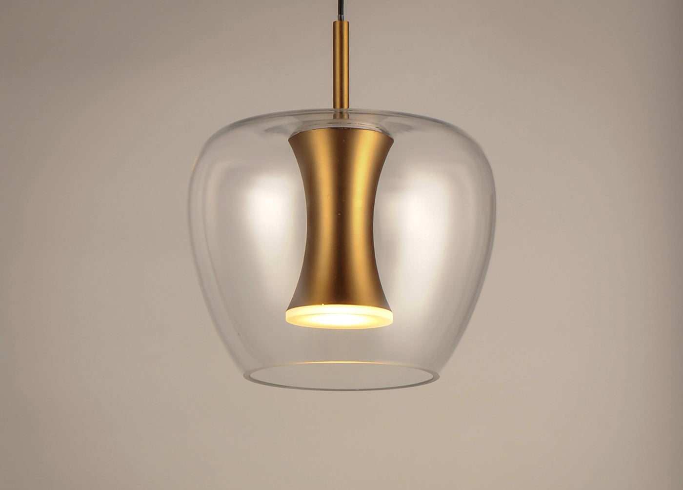 LED Black and Gold with Clear Apple Shaped Glass Single Light Pendant - LV LIGHTING