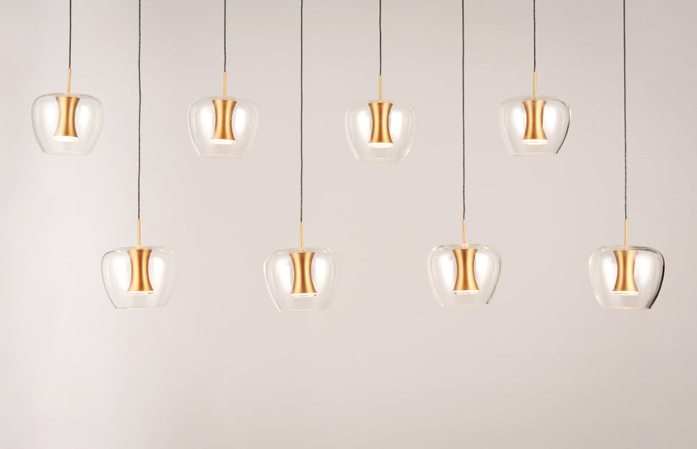 LED Black and Gold with Clear Apple Shaped Glass 8 Light Linear Pendant - LV LIGHTING