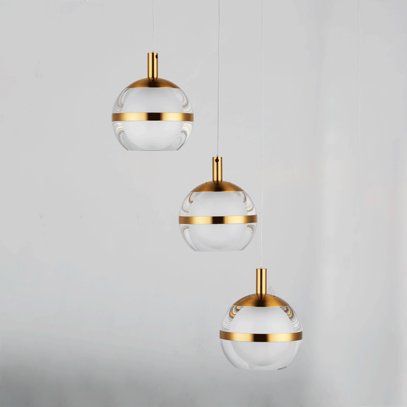 LED Chrome with Acrylic Shade 3 Light Pendant - LV LIGHTING