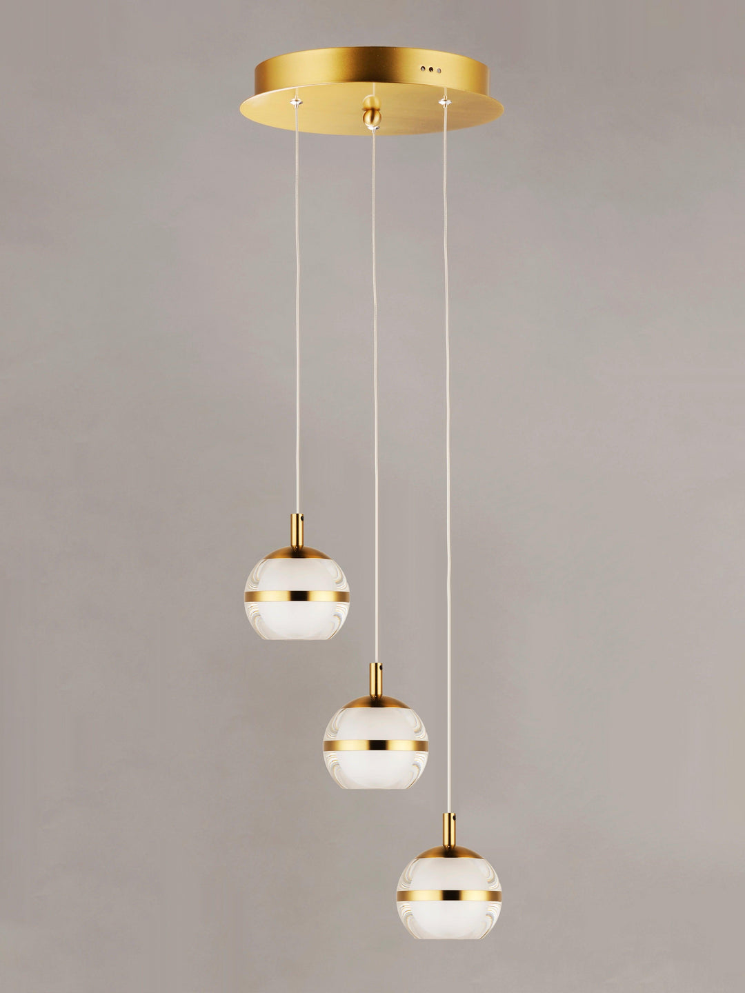 LED Chrome with Acrylic Shade 3 Light Pendant - LV LIGHTING