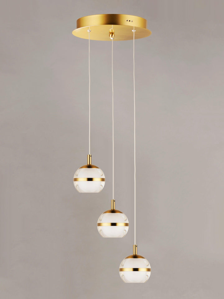 LED Chrome with Acrylic Shade 3 Light Pendant - LV LIGHTING