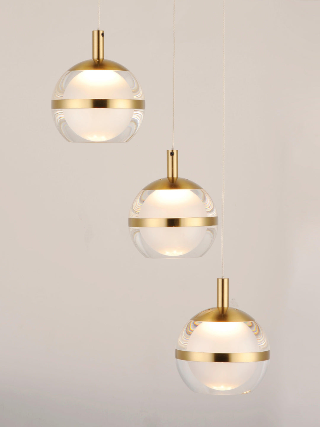 LED Chrome with Acrylic Shade 3 Light Pendant - LV LIGHTING