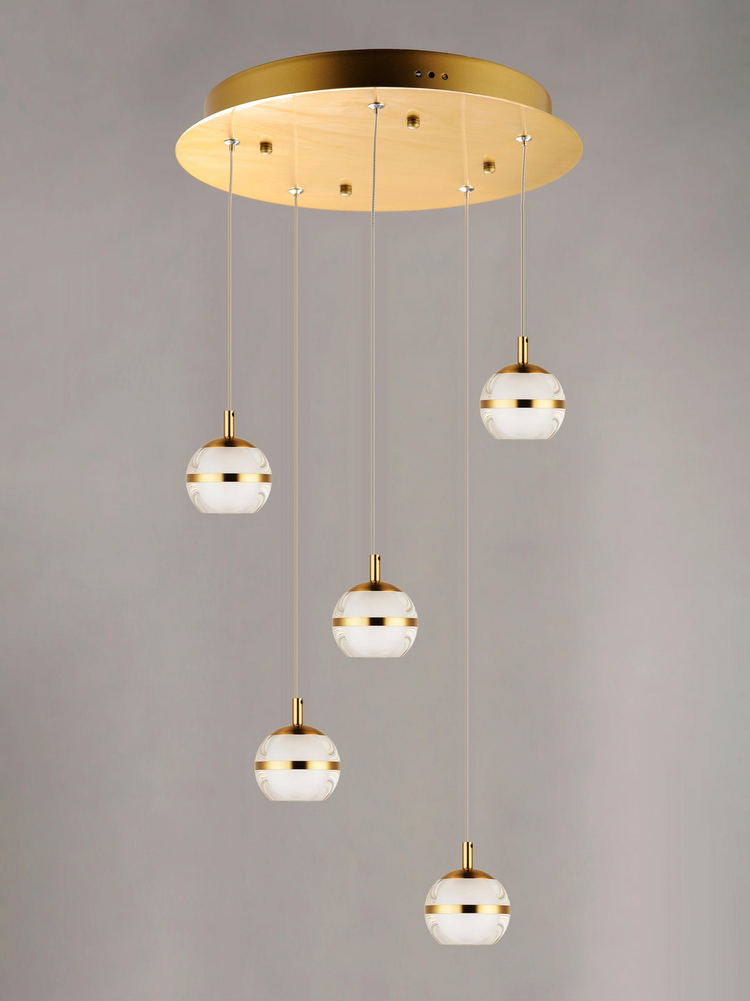 LED Chrome with Acrylic 5 Lights Pendant - LV LIGHTING
