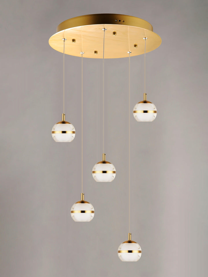 LED Chrome with Acrylic 5 Lights Pendant - LV LIGHTING