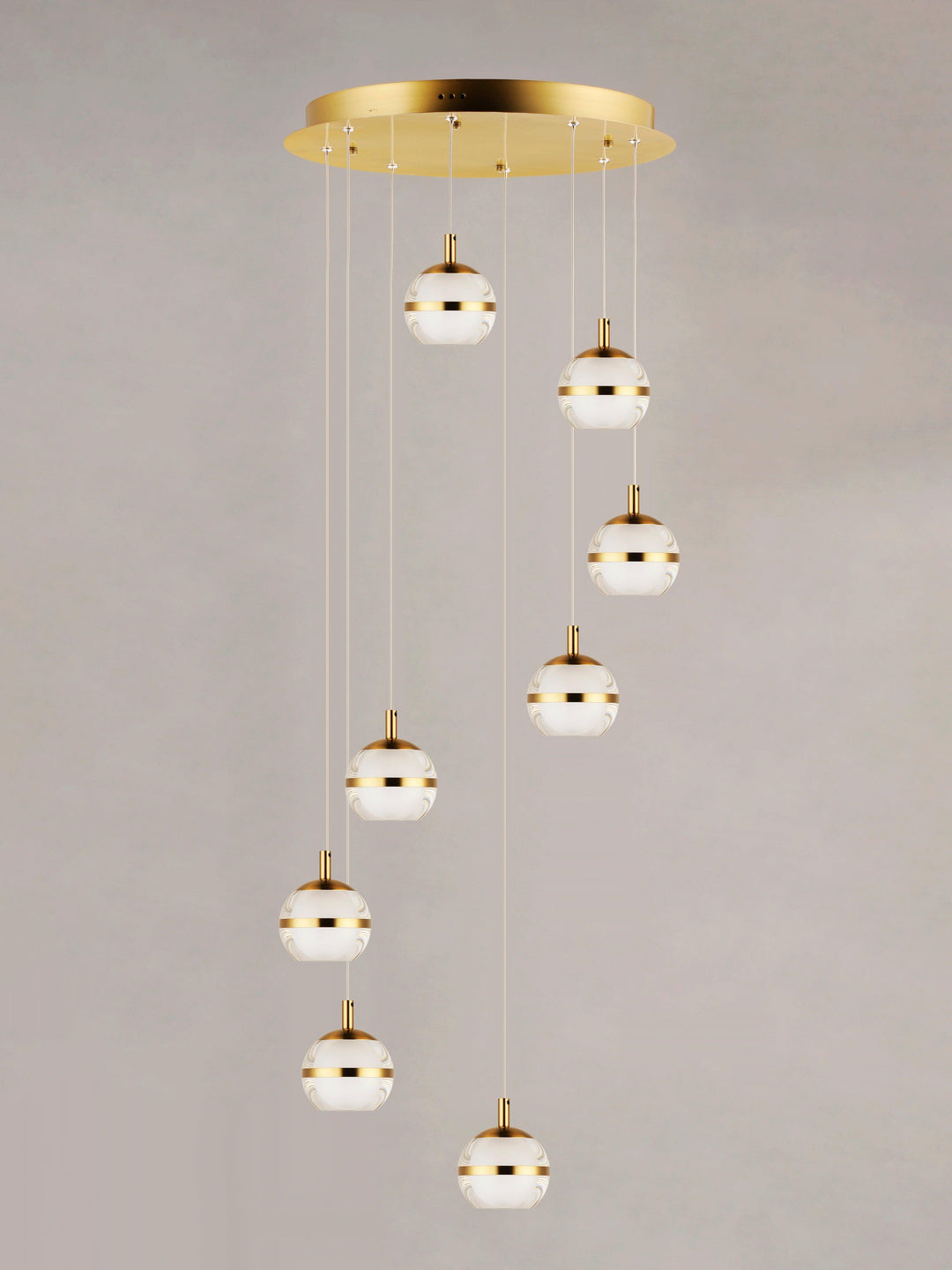 LED Chrome with Acrylic Shade 8 Lights Pendant - LV LIGHTING