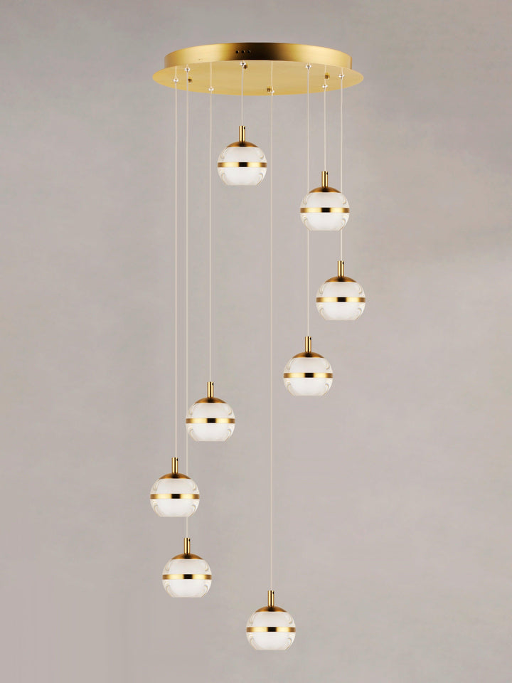 LED Chrome with Acrylic Shade 8 Lights Pendant - LV LIGHTING