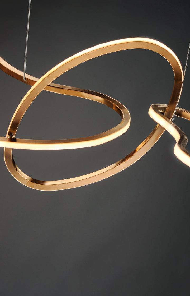 LED Steel Frame with Quintuple Ring Linear Pendant - LV LIGHTING