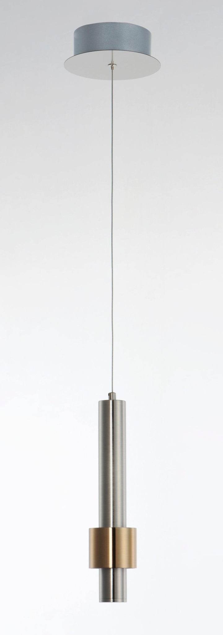 LED Satin Nickel with Satin Brass Single Light Pendant - LV LIGHTING