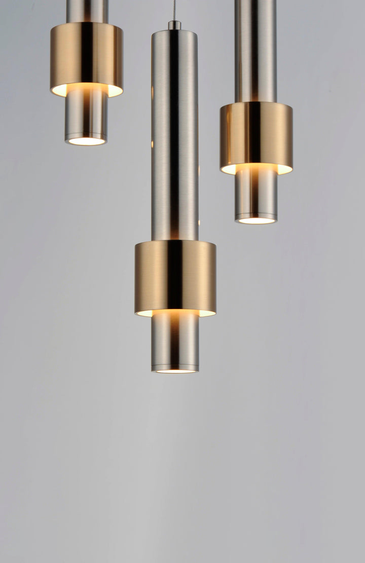 LED Satin Nickel with Satin Brass Multiple Light Pendant - LV LIGHTING