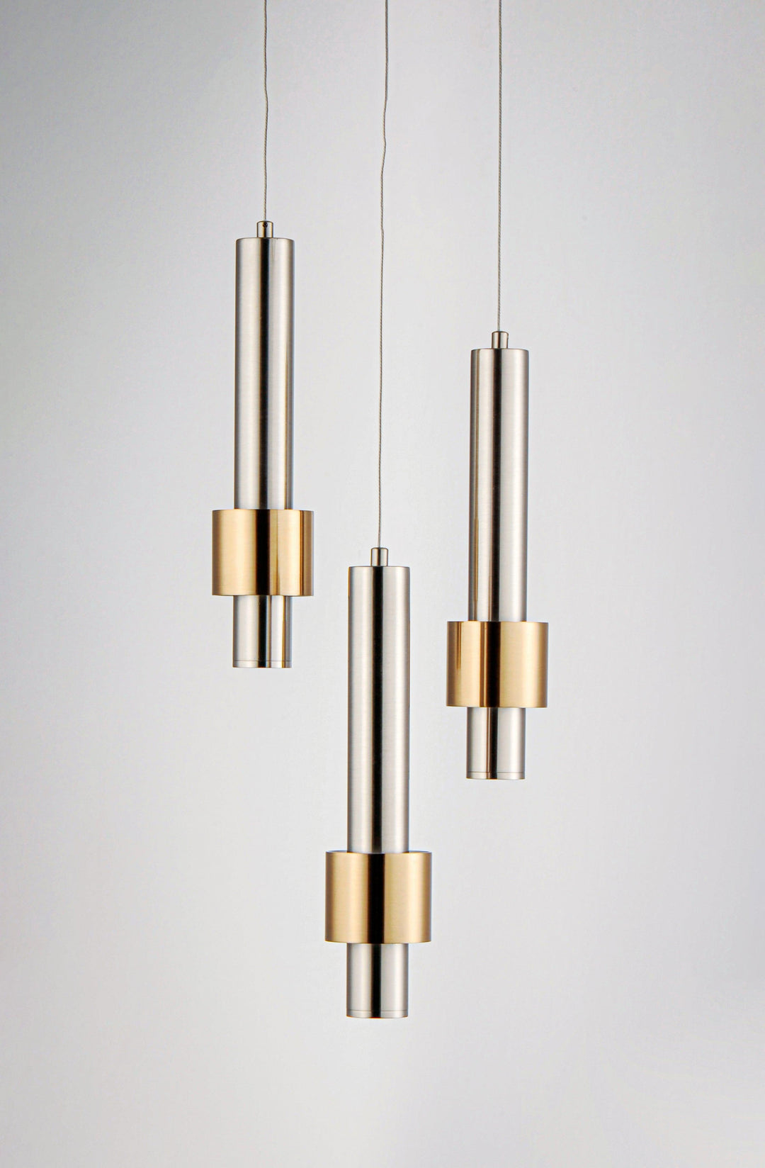 LED Satin Nickel with Satin Brass Multiple Light Pendant - LV LIGHTING