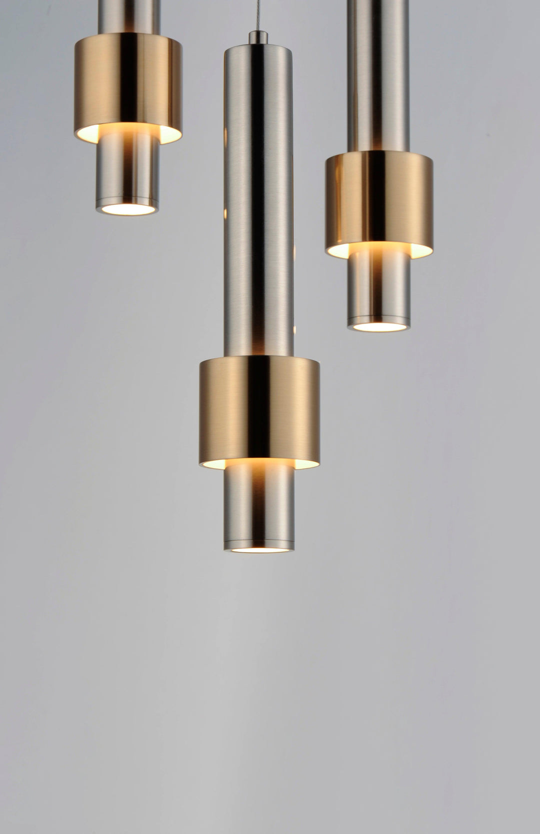 LED Satin Nickel with Satin Brass Multiple Light Pendant - LV LIGHTING